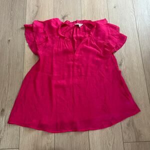 Nanette Lepore Women’s Pink Ruffle Sleeve Blouse Sz M